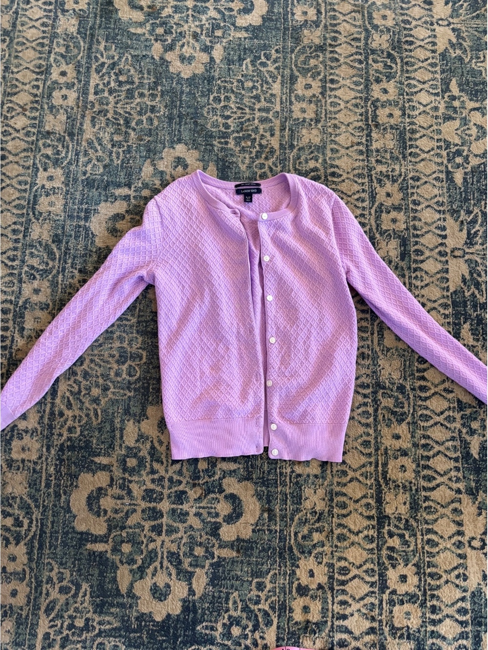 LandsEnd cardigan sweater women’s light purple button down size small